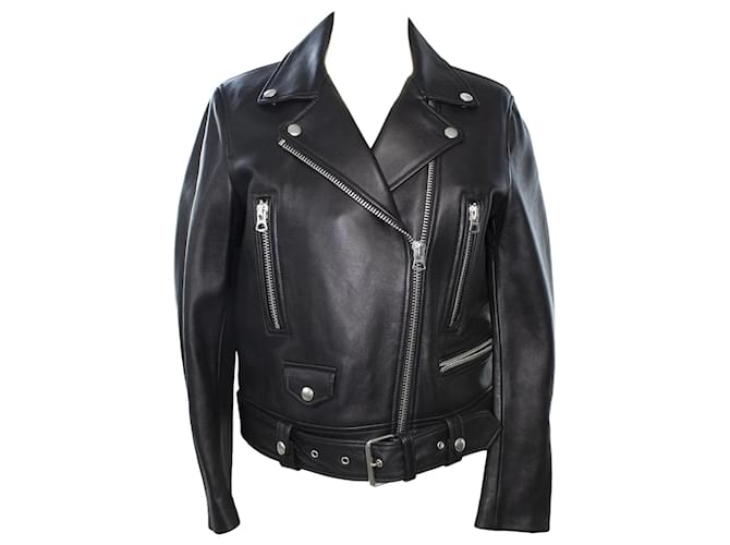 Acne Black Zipped Biker Jacket Leather  ref.1035656