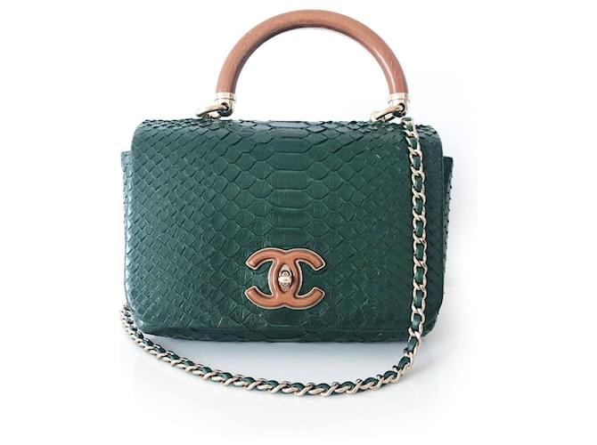 Chanel Mini Dark Green Python Crossbody Bag Exotic leather ref.1035878 -  Joli Closet