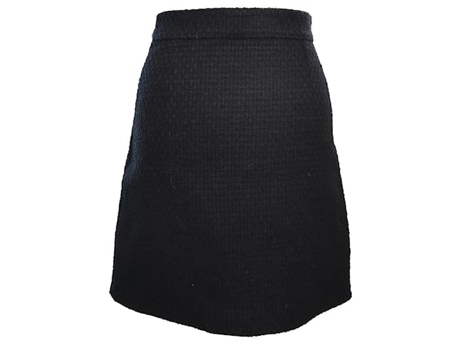 Gucci Mini-jupe trapèze noire en tweed Soie  ref.1035942