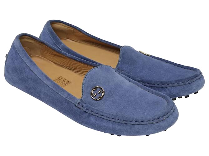 Gucci Blaue, ineinandergreifende GG-Loafer Schweden  ref.1035985
