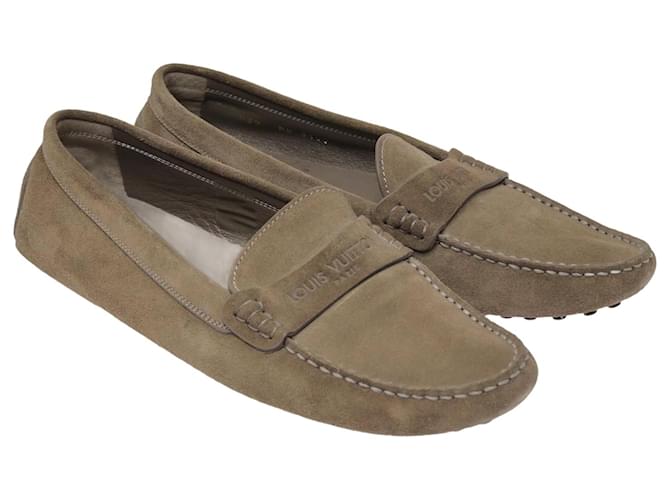 Louis Vuitton Brown Drivers Loafers Suede  ref.1035990