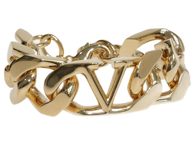 Valentino Pulseira de metal com corrente com logotipo V dourado  ref.1036022