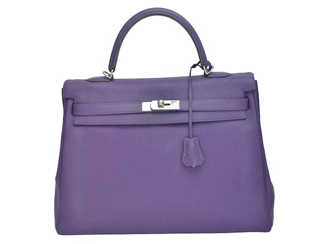 Hermès Ultraviolet Kelly 35 Bag w/ PHW White Leather  ref.1036065