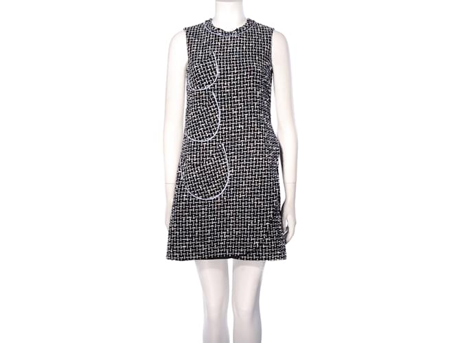 Christian Dior Black Blue Tweed Dress with 3 pockets  ref.1036089