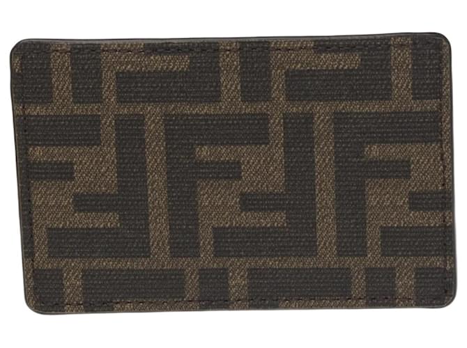 Fendi marrom/Porta-cartões com logotipo Zucca FF preto Couro  ref.1036147