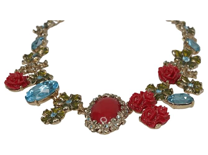 Oscar de la Renta Mehrfarbige Halskette mit Blumenapplikationen Mehrfarben Metall  ref.1036173