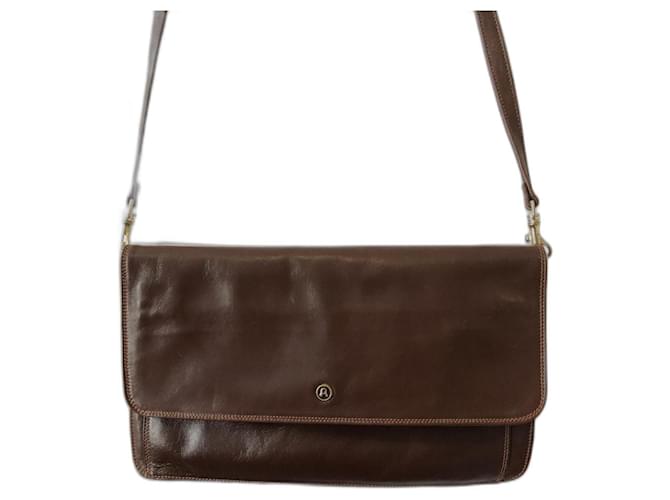 Vintage leather clutch bag Brown  ref.1036232