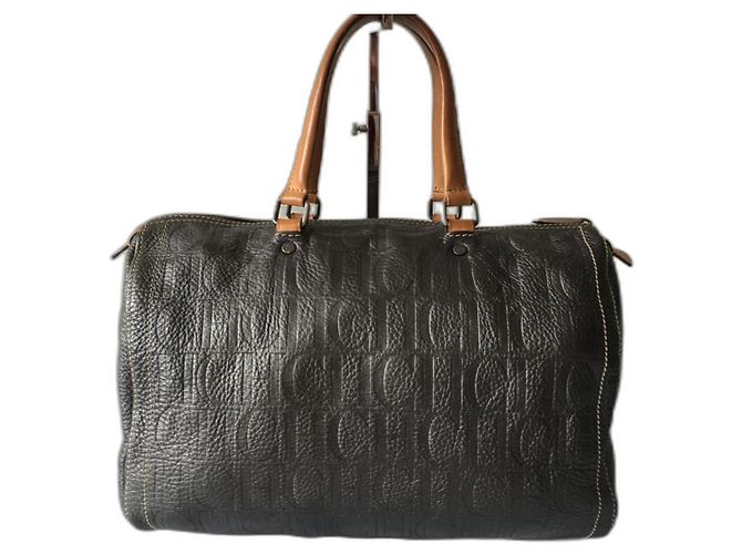 Carolina Herrera Handtasche Dunkelgrau Pelz Anthrazitgrau