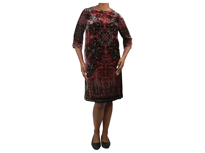 Etro Burgundy floral printed velvet dress - size IT 44 Dark red Viscose  ref.1036307