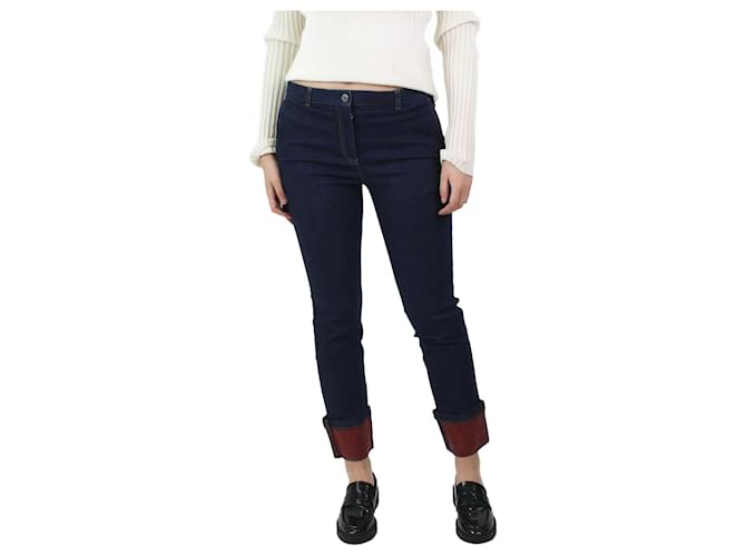 Bottega Veneta Blaue, verkürzte Jeans mit Kontrastbündchen – Größe UK 10 Baumwolle  ref.1036320