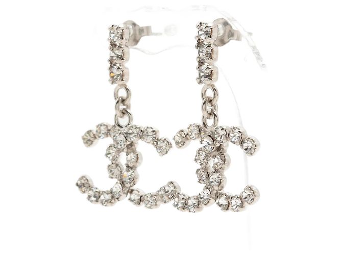 Chanel Orecchini pendenti CC ingioiellati in argento