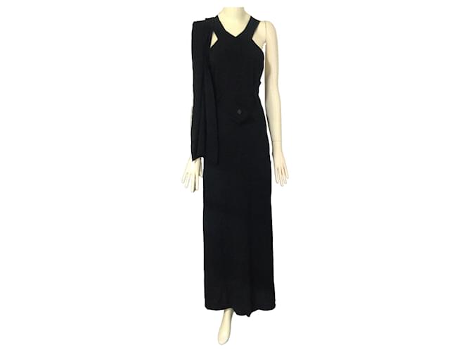 Chanel Boutique Gown Dress Black Wool  ref.1036460