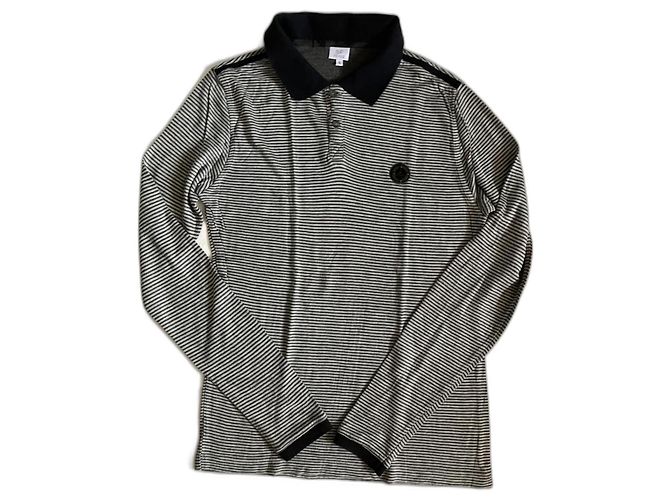 Polo Gianfranco Ferré in flanella di cotone a righe nero e grigio
