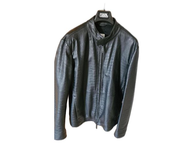Armani Collezioni Black Lambskin Blazer Jacket