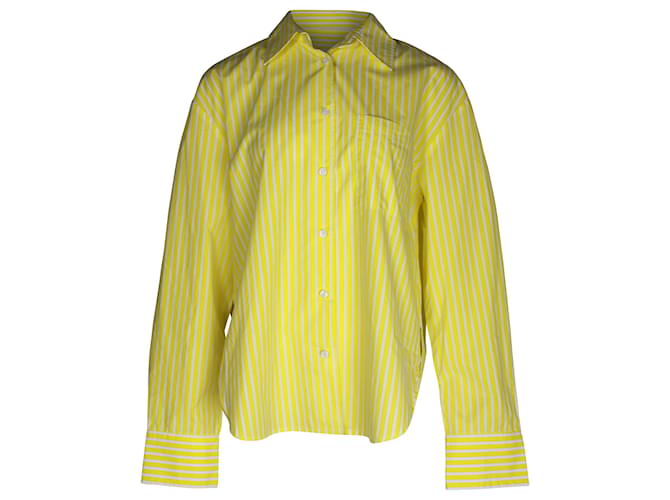 Autre Marque The Frankie Shop Lui Striped Button-Up Shirt in Yellow Cotton  ref.1036682