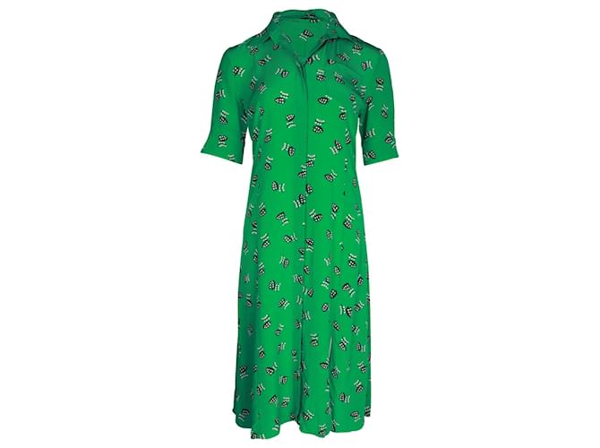 Altuzarra Wednesday Printed Shirt Dress in Green Silk  ref.1036684