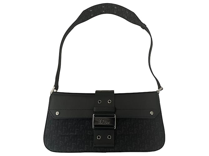 Dior Diorissimo Street Chic Columbus Avenue Shoulder Bag in Black Canvas and Leather Cloth  ref.1036698