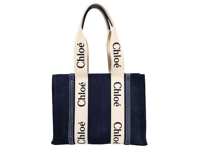 Edith Medium Suede Tote in Blue - Chloe