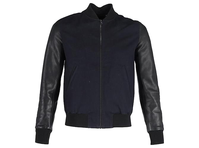 Sandro University Bomber Jacket in Black Leather  ref.1036717