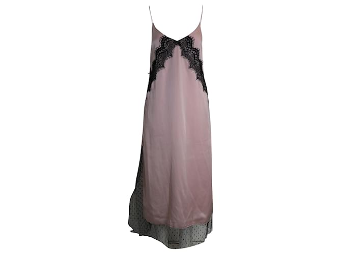 Red Valentino Lace-Trimmed Midi Dress in Pink Satin Multiple colors  ref.1036745