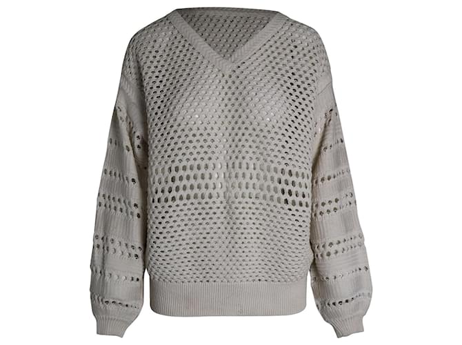 Chloé Chloe Crochet Sweater in Cream Cotton White  ref.1036747