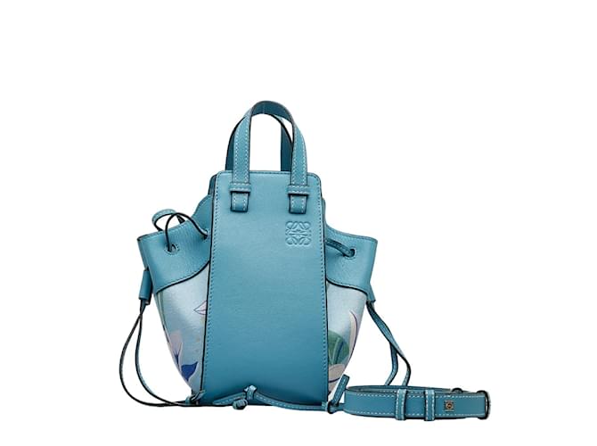 Loewe Leather Mini Hammock Shoulder Bag Blue Pony-style calfskin  ref.1036788