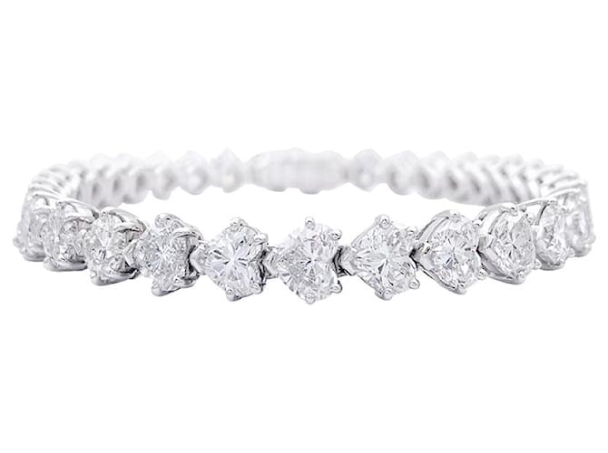 Autre Marque Bracelet Dubail Paris, diamants coeurs, platine.  ref.1037182