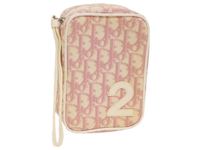Christian Dior Trotter Canvas Pouch Pink Auth bs7325  ref.1037244
