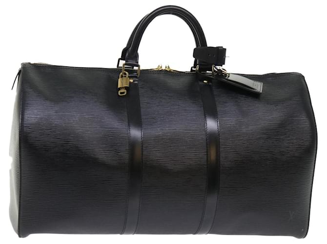 LOUIS VUITTON Epi Leather Black Keepall 45 Travel Boston Bag