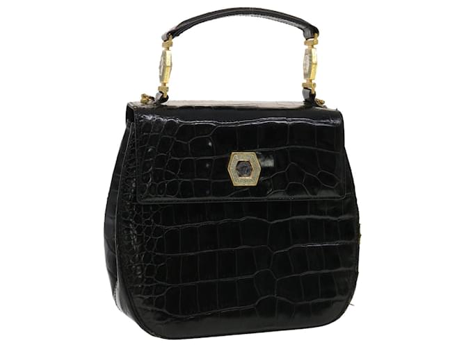 Gianni Versace Hand Bag Leather Black Auth bs5586  ref.1037390