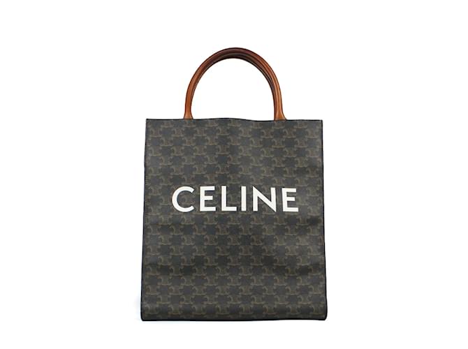 Celine Vertical Cabas Tote Triomphe Coated Canvas Mini White