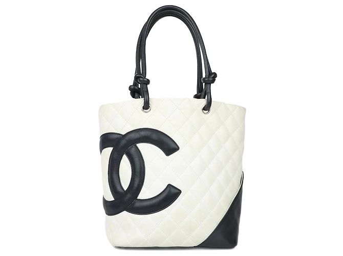 CHANEL Sacs à main Cambon Cuir Blanc