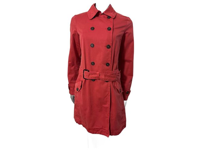 Autre Marque Mar'o Polo Trenchcoat Rot Baumwolle Größe 36