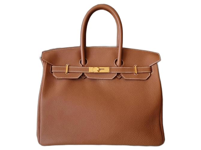 Hermès Birkin 35 Gold togo Brown Leather  ref.1037978