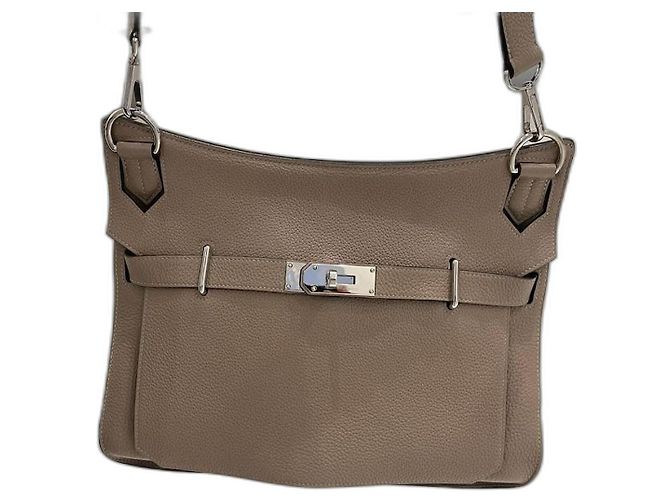 Kaba Hermès Jypsiere 28 Handtasche Grau Leder