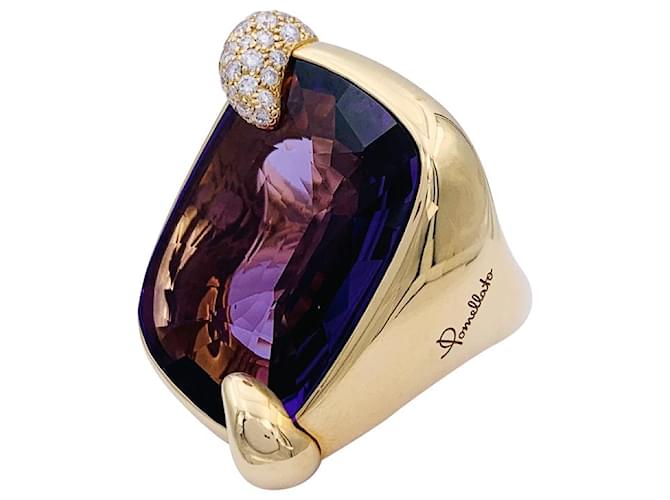 Pomellato ring, “Ritratto”, Pink gold, Amethyst and diamonds.  ref.1038066