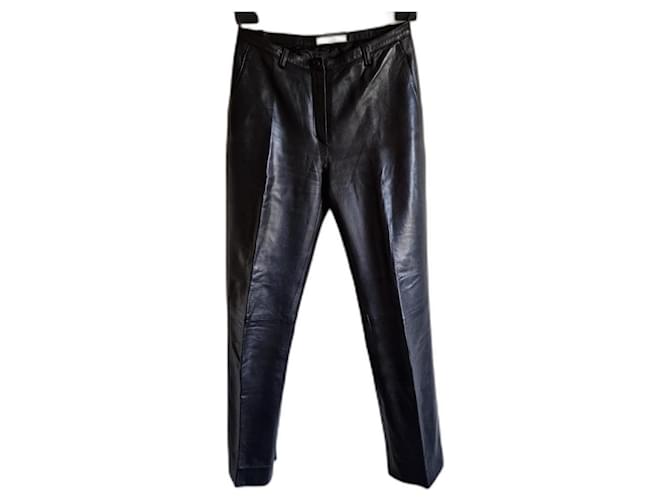 Prada Pantalons en cuir Noir  ref.1038150