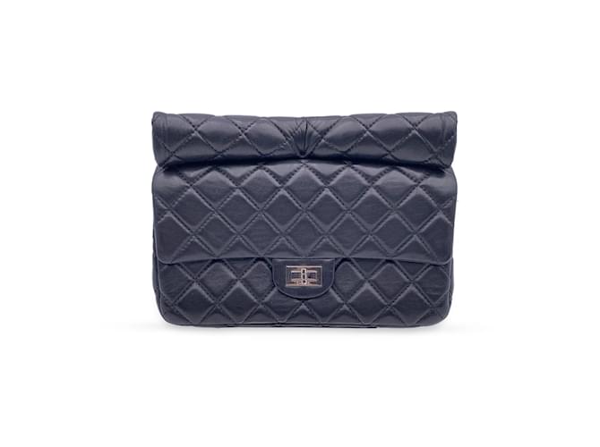 Black Quilted Leather Reissue Roll 2.55 Clutch Bag