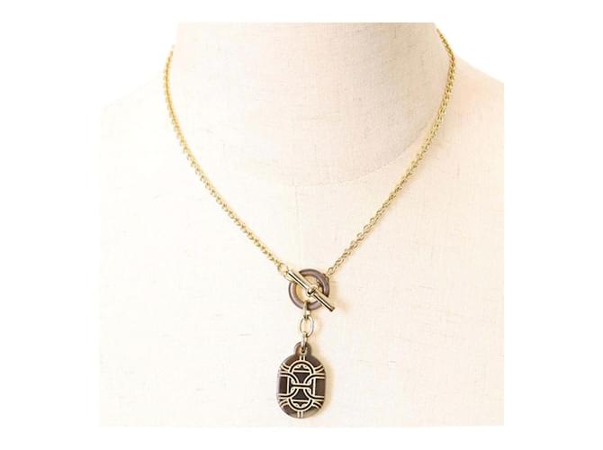 Hermès Lacquered Horn Chaine d'Ancre Pendant Necklace Golden Metal  ref.1038167