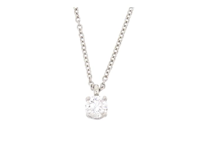 Autre Marque Platinum Diamond Solitaire Pendant Necklace Silvery Metal  ref.1038198