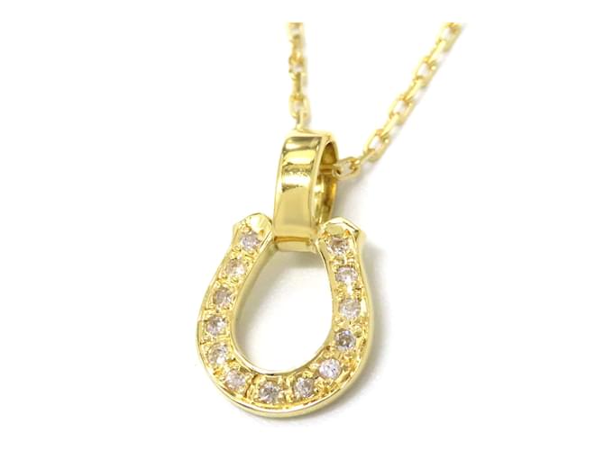 & Other Stories 18k Gold Diamond Horseshoe Pendant Necklace Golden Metal  ref.1038249