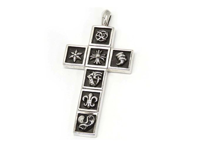 Chrome Hearts Multi-framed Cross Pendant Silvery Silver Metal ref