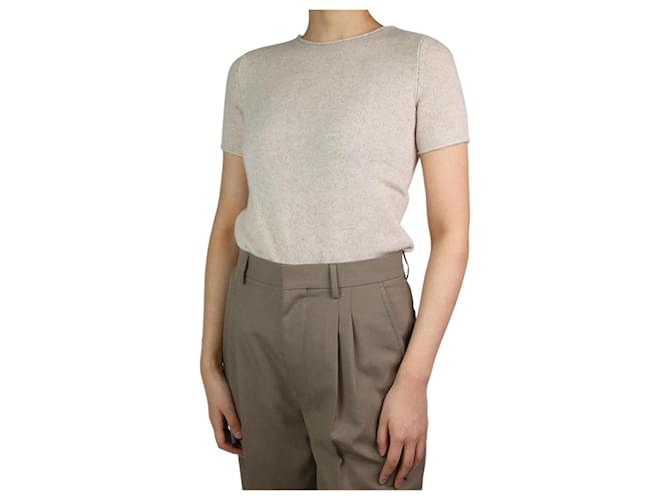 Theory Cream short-sleeved cashmere top - size UK 4  ref.1038295