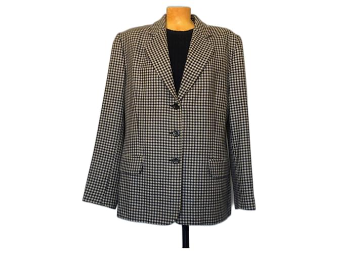 Taglia della giacca di Burberry 48 Nero Bianco Viscosa  ref.1038300