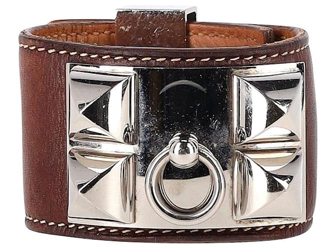 Hermès Bracelet Hermes Collier De Chien en cuir marron  ref.1038584
