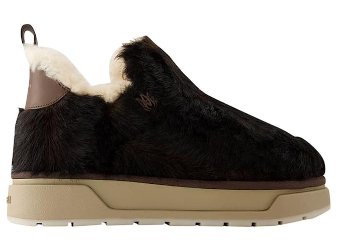 Faux Fur Malibu Ankle Boots - Amiri - Leather - Brown  ref.1038617