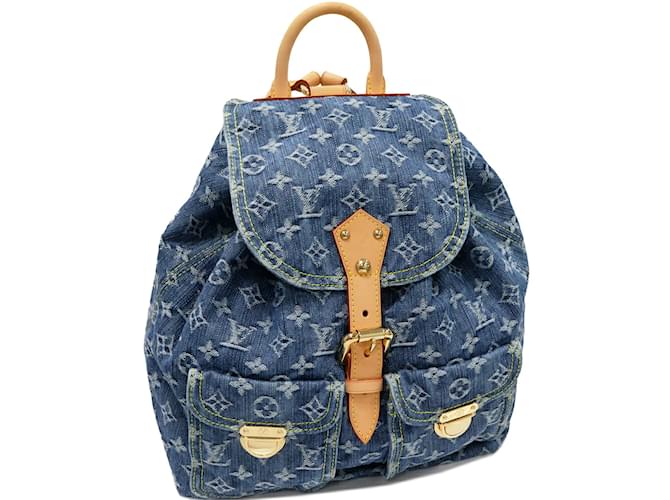 Louis Vuitton Monogram Denim Sac a Dos GM Backpack Leather ref