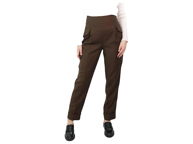 Autre Marque Pantalon en laine plissé marron - taille UK 10  ref.1038686