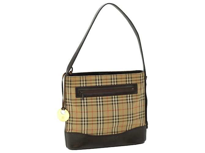 BURBERRY Nova Check Shoulder Bag Canvas Leather Beige Brown Red Auth 51027 Cloth  ref.1039057
