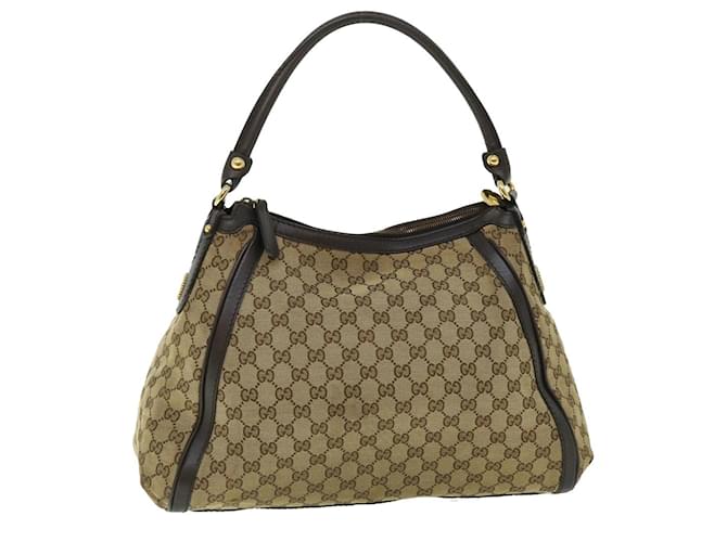 GUCCI GG Canvas Shoulder Bag Leather Beige Brown 232297 520981 auth 50992 Cloth  ref.1039065